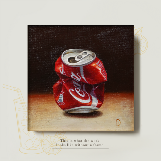 Original Crushed Coca-Cola Can Miniature Oil Painting