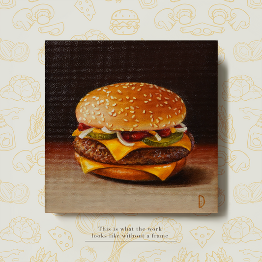 Original Burger Miniature Oil Painting