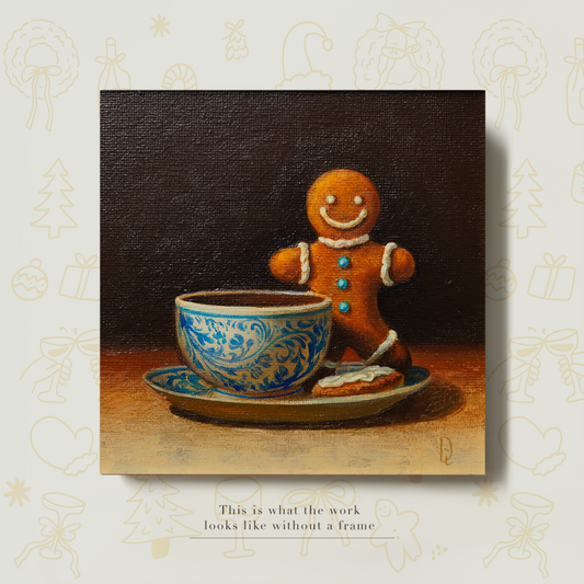 Original Gingerbread Man Cookie Miniature Oil Painting