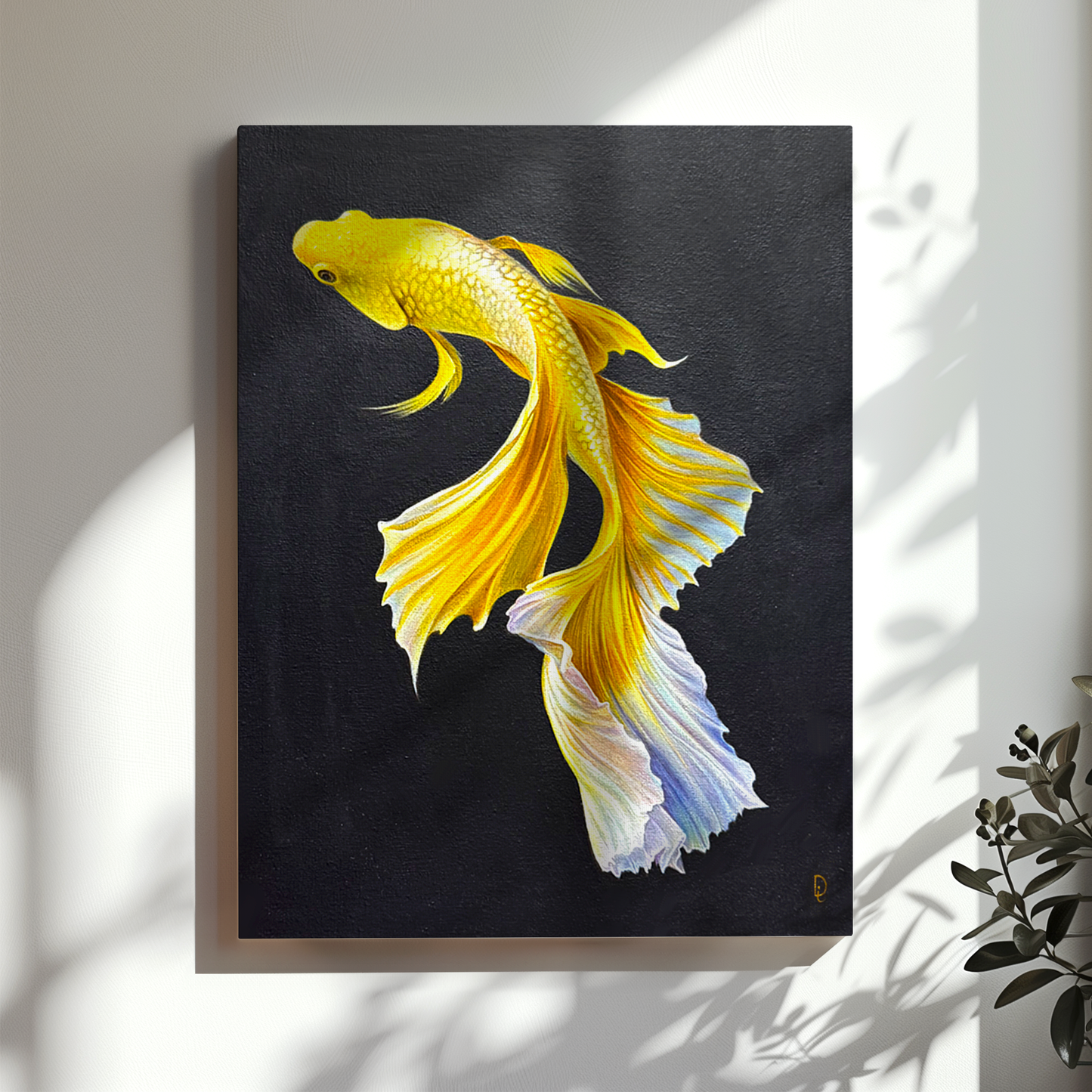 Original Yellow Fish Oil Painting