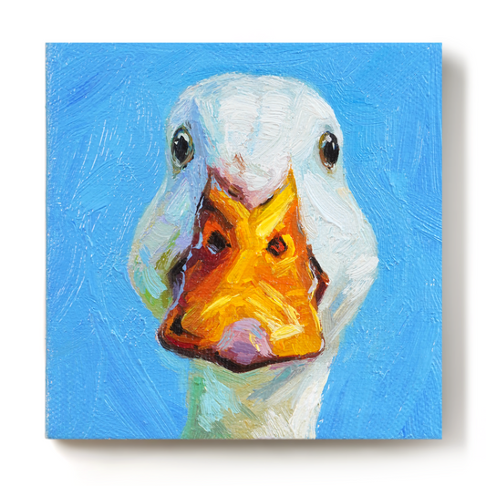 Original White Duck Oil Painting