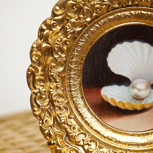 Original Seashell Pearl Miniature Oil Painting