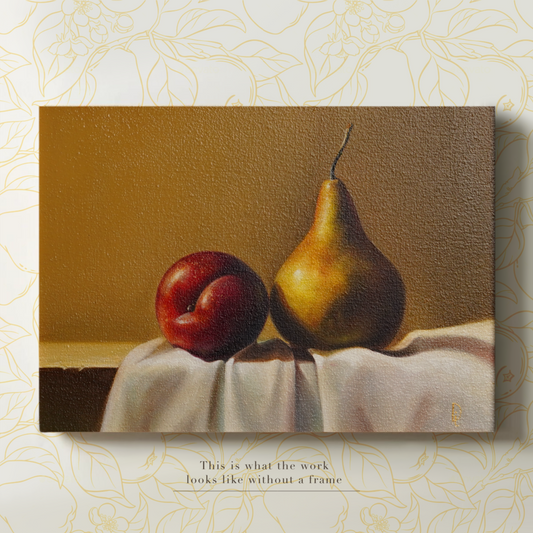 Original Plum & Pear Oil Painting