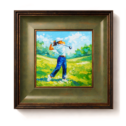 Original Female Golfer Oil Painting