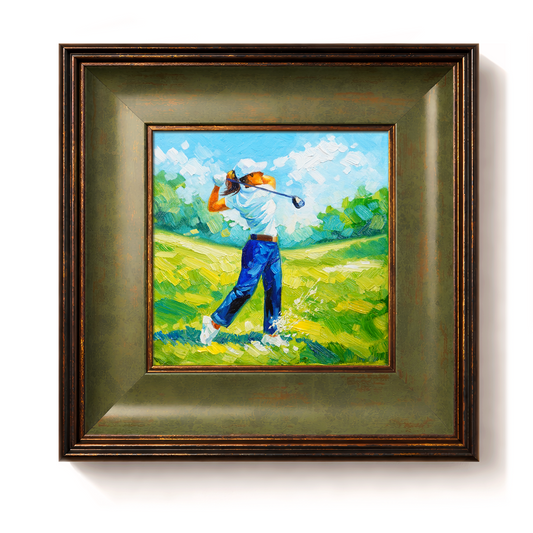 Original Female Golfer Oil Painting