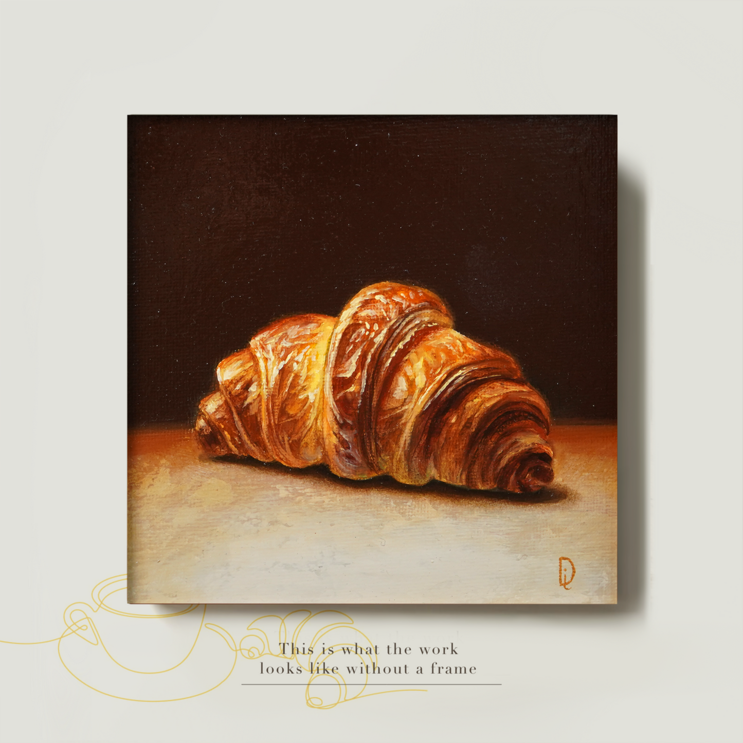 Original Croissant Miniature Oil Painting