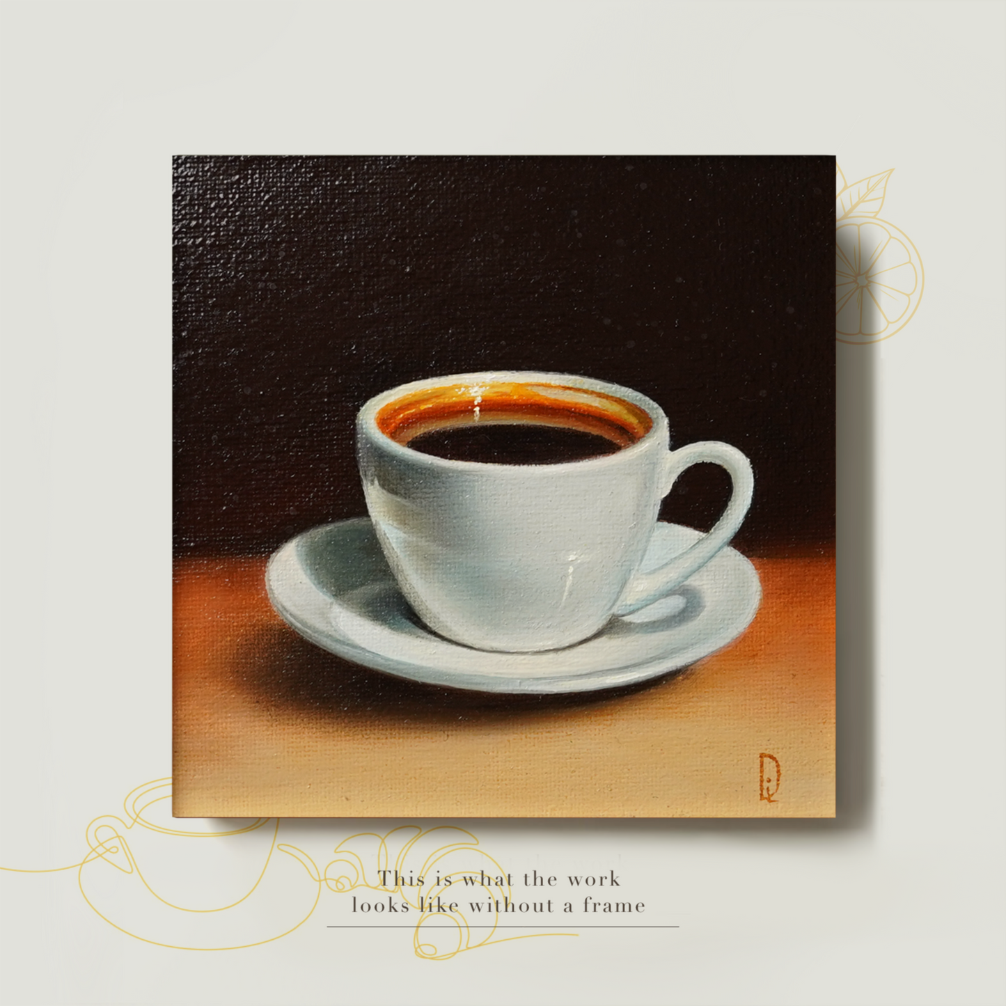 Original Coffee Cup Miniature Oil Painting