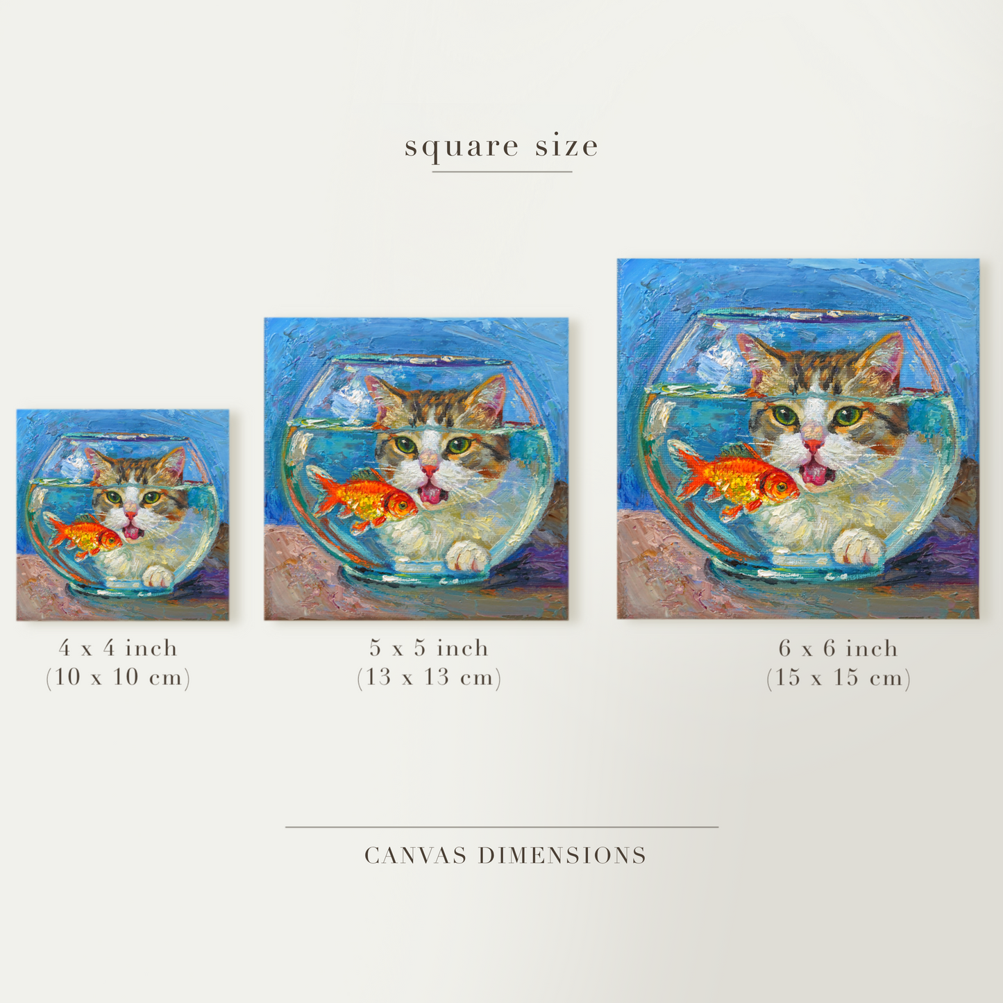 Original Cat & Goldfish Aquarium Oil Painting