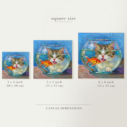 Original Cat & Goldfish Aquarium Oil Painting
