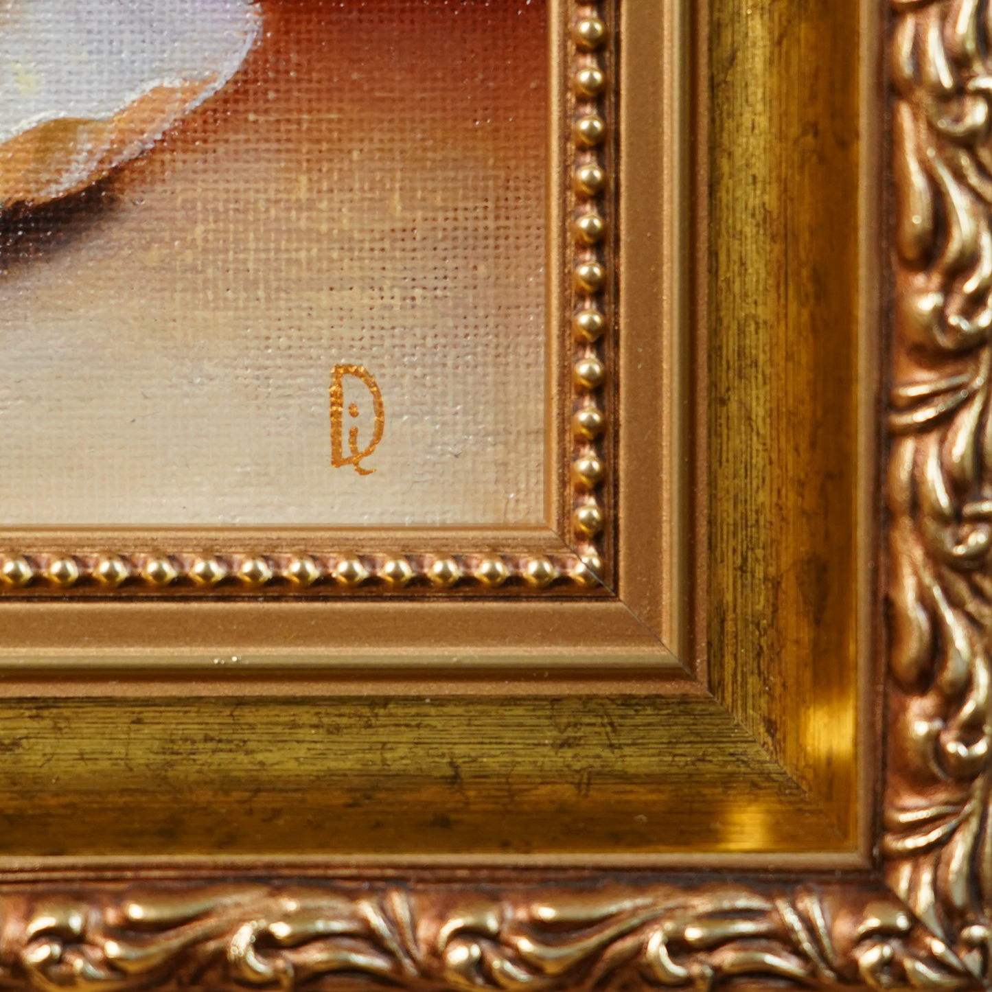 Original Seashell Pearl Miniature Oil Painting