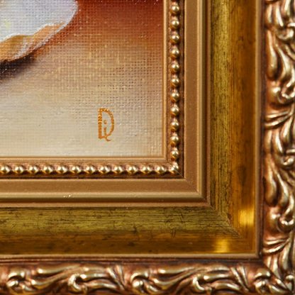 Original Seashell Pearl Miniature Oil Painting