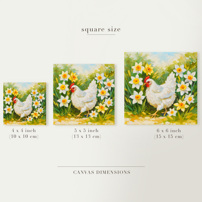 Original White Chicken Oil Painting