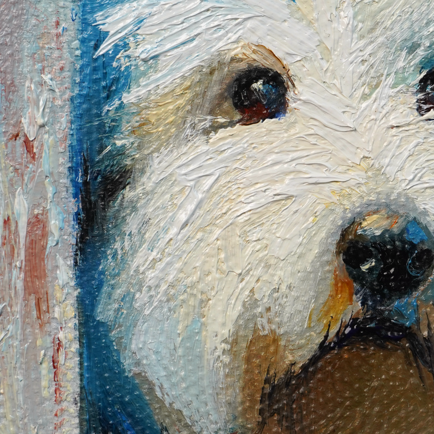 Original White Dog Oil Painting
