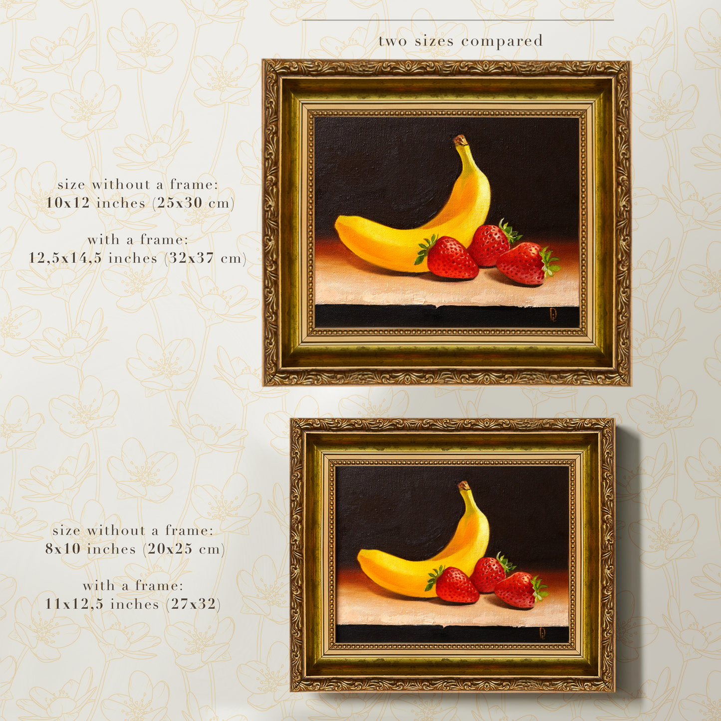 Original Banana and Strawberries Oil Painting