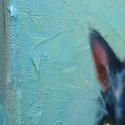Original Black Cat Oil Painting
