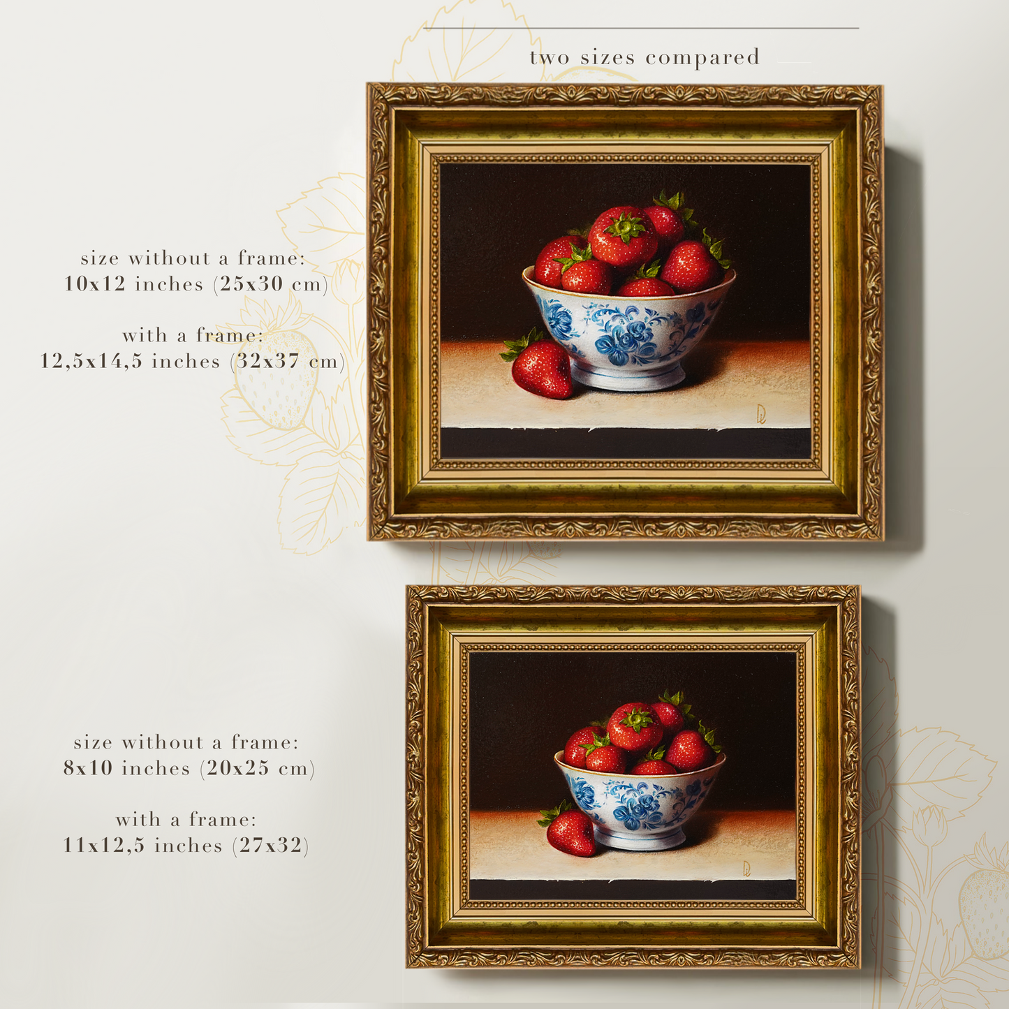 Original Strawberries in a Cup Oil Painting
