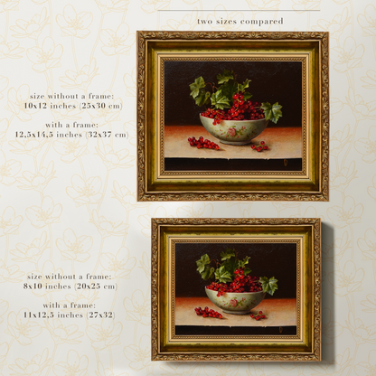 Original Red Currants in a Cup Oil Painting