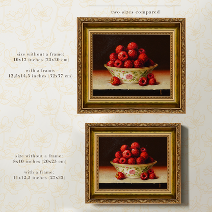 Original Raspberries in a Cup Oil Painting