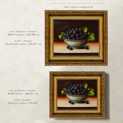 Original Blackberries in a Cup Oil Painting