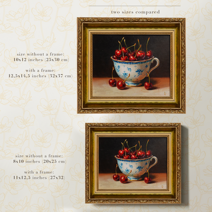 Original Cherries in a Cup Oil Painting