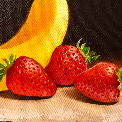 Original Banana and Strawberries Oil Painting