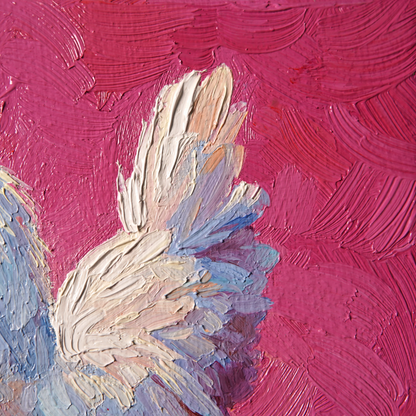 Original White Rooster Oil Painting