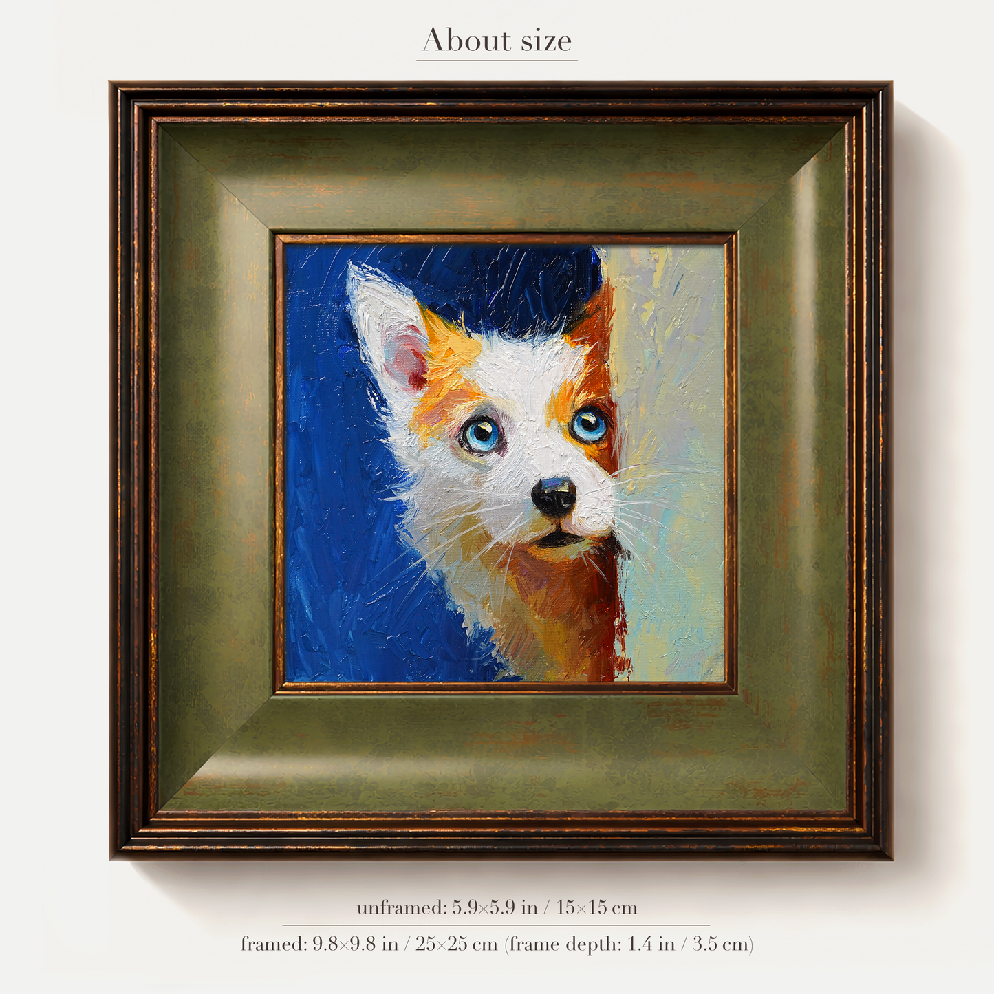 Original Orange & White Dog Oil Painting