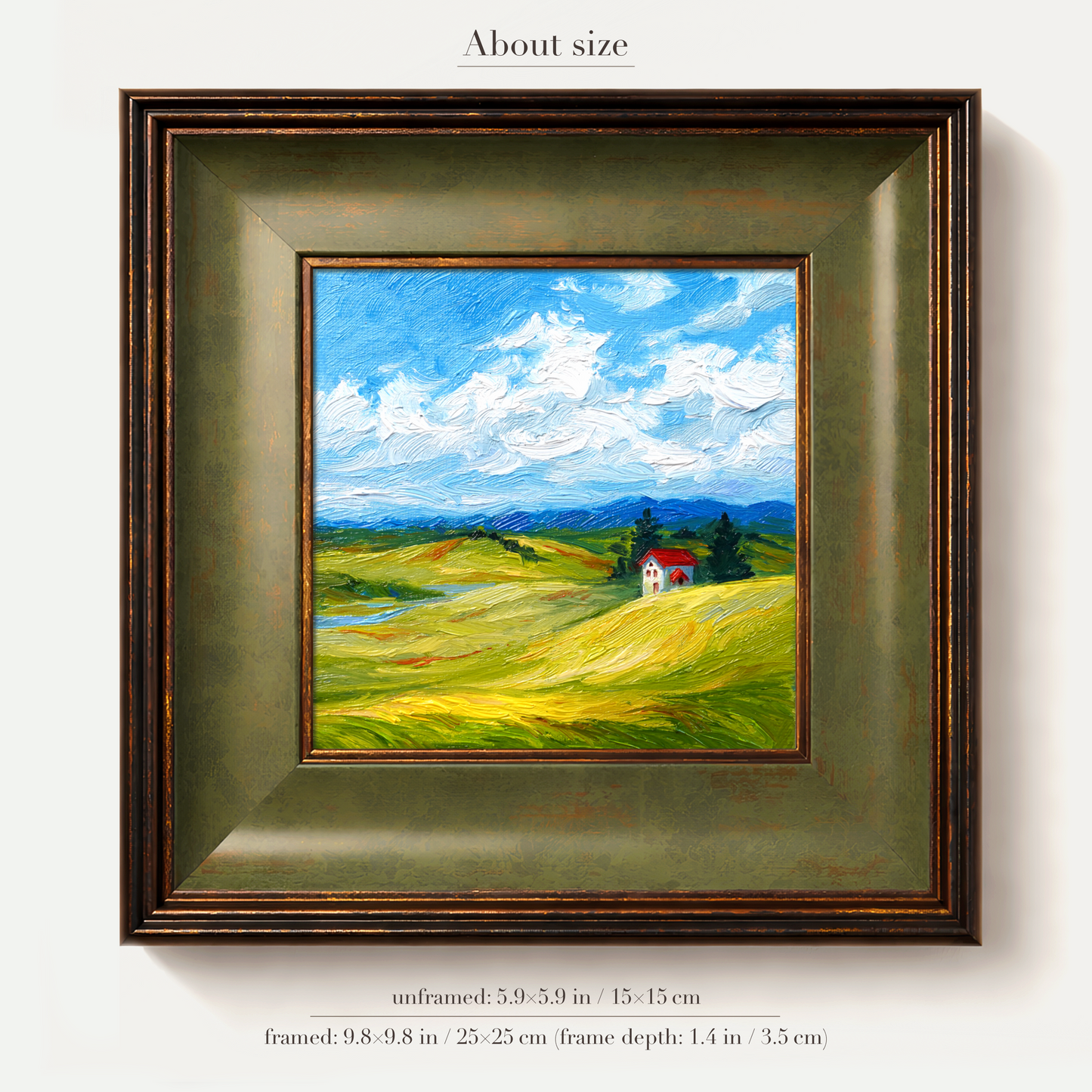 Original Cottage House Landscape Oil Painting