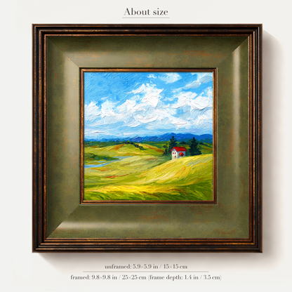 Original Cottage House Landscape Oil Painting