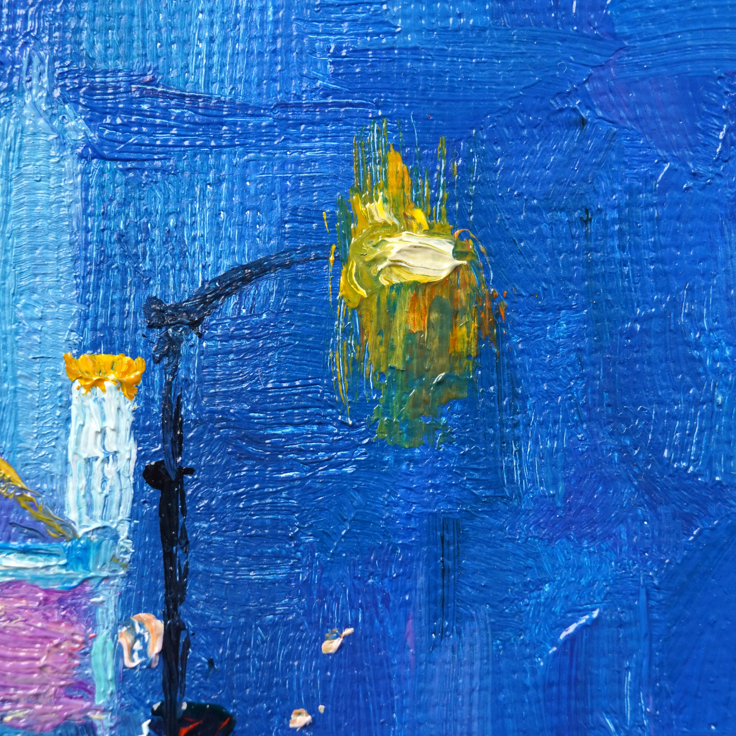 Original Rainy City Night Oil Painting