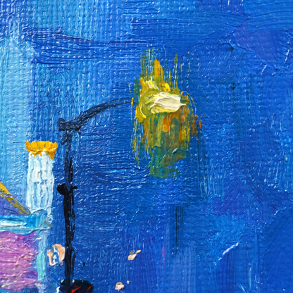 Original Rainy City Night Oil Painting