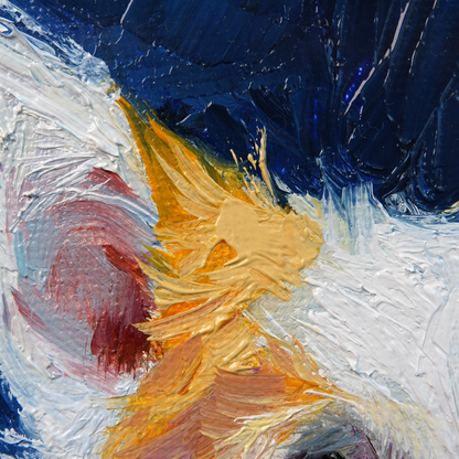 Original Orange & White Dog Oil Painting