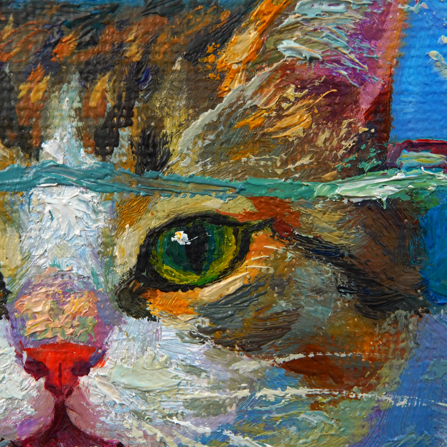 Original Cat & Goldfish Aquarium Oil Painting