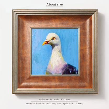 Original White Pigeon Oil Painting