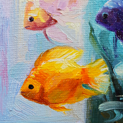 Original Fish Aquarium Oil Painting