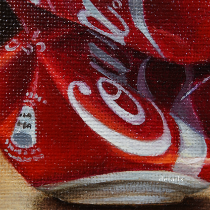 Original Crushed Coca-Cola Can Miniature Oil Painting