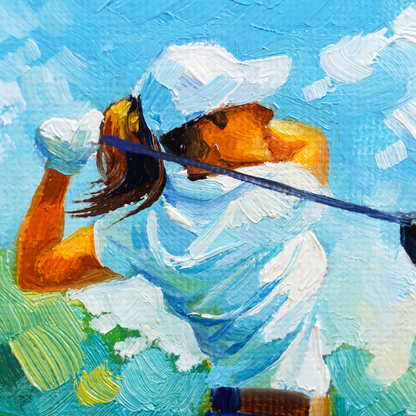 Original Female Golfer Oil Painting