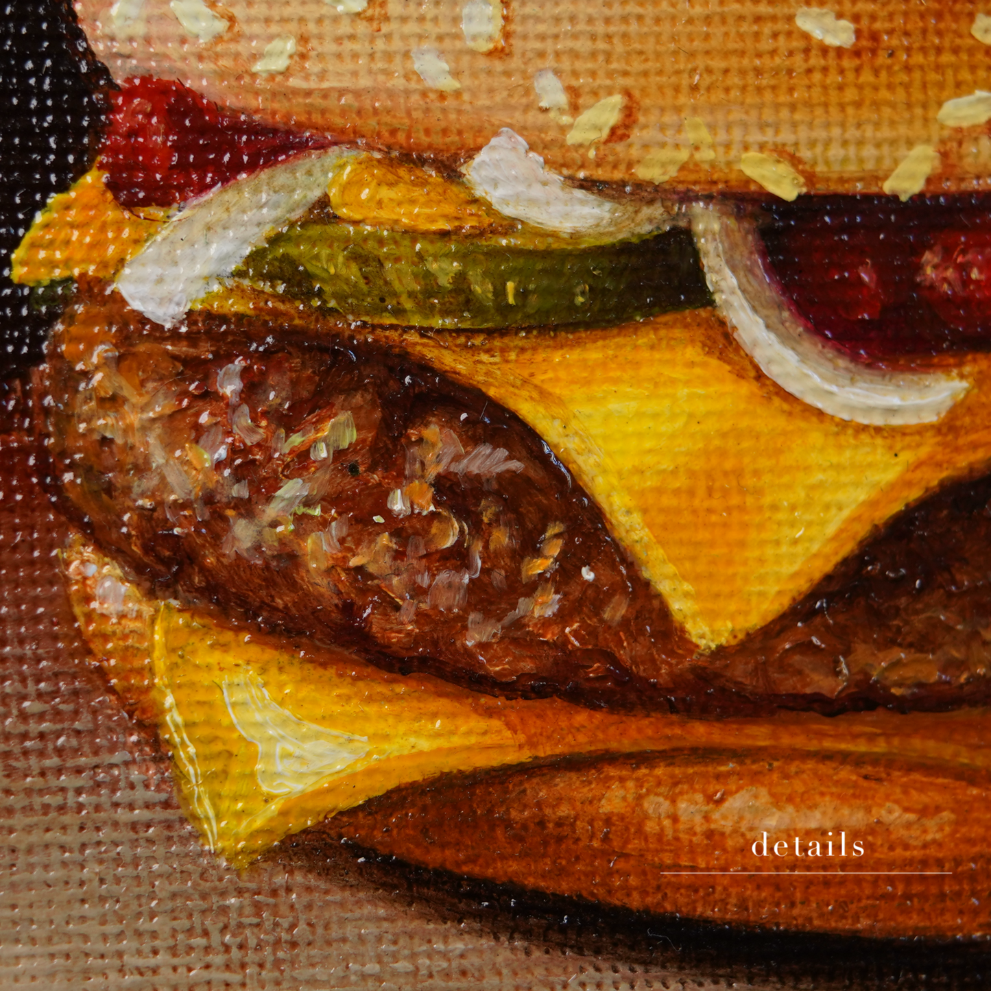 Original Burger Miniature Oil Painting