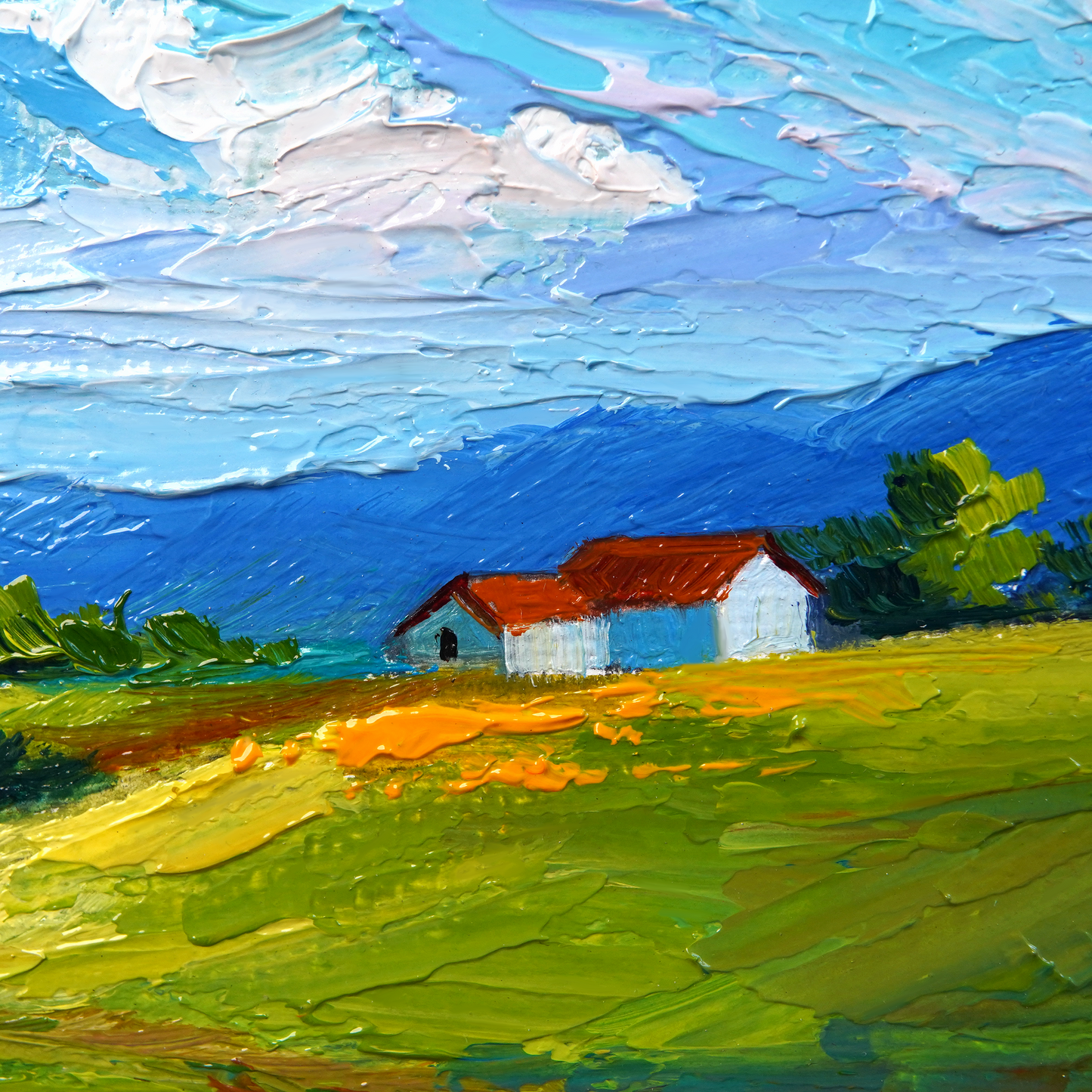 Original Seaside Cottage Oil Painting