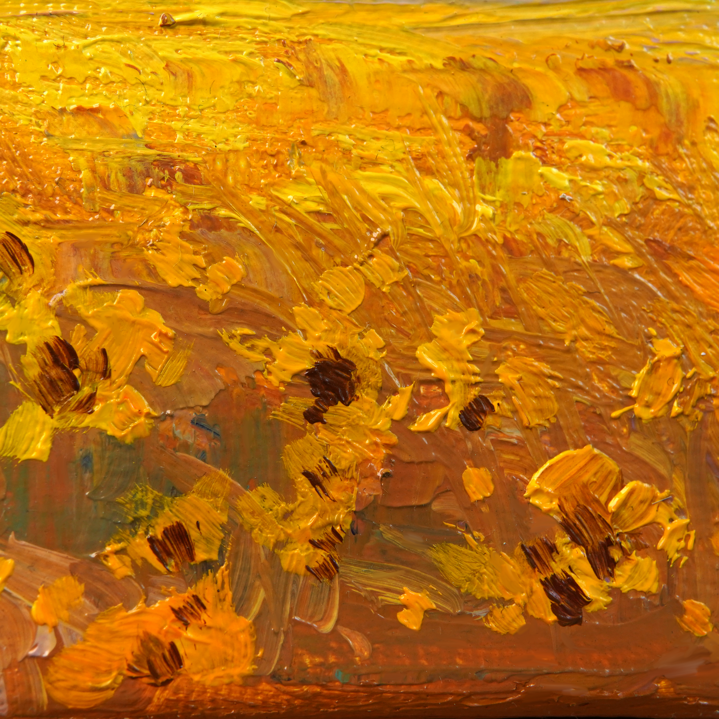 Original Couple in Sunflower Field Oil Painting