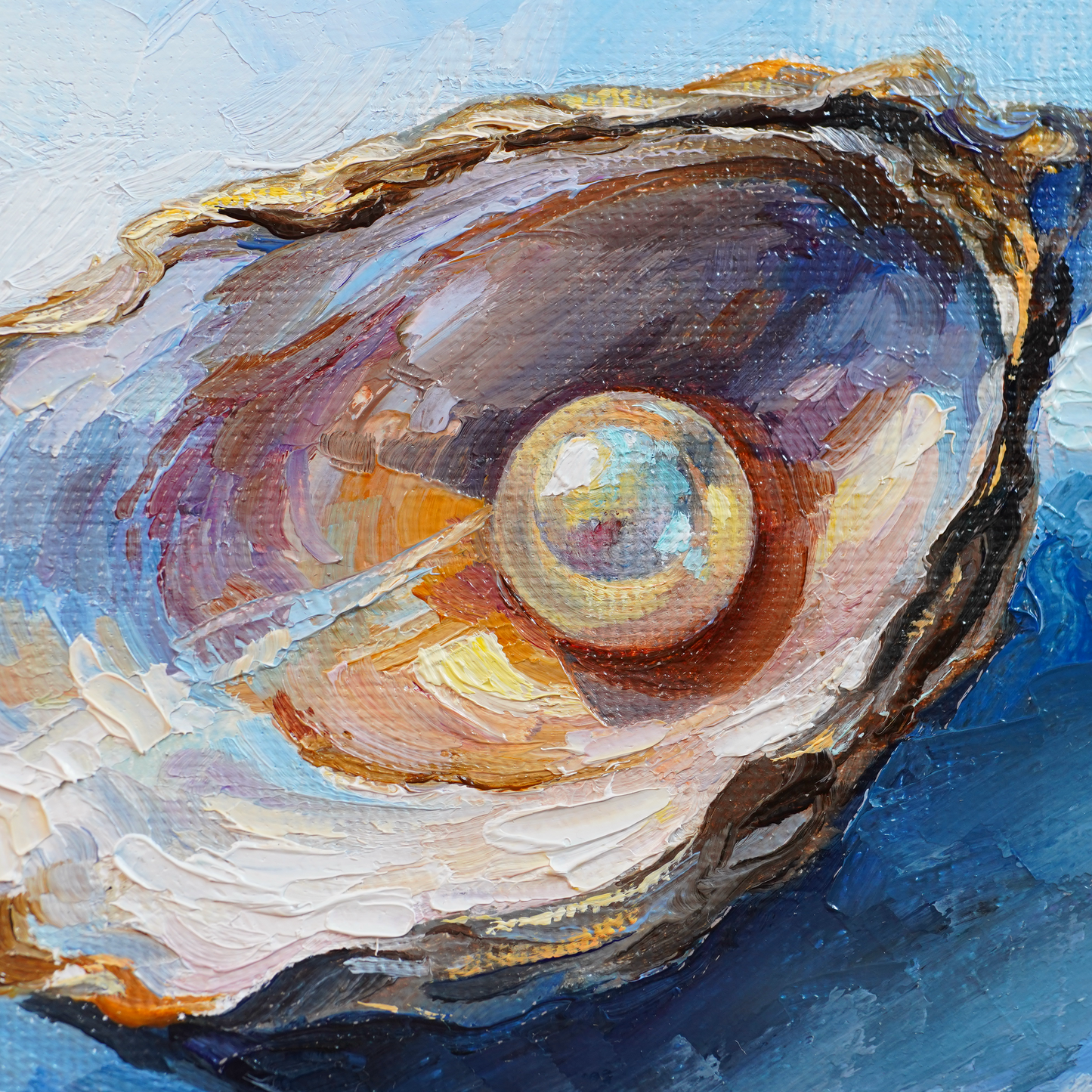 Original Oyster with Pearl Oil Painting