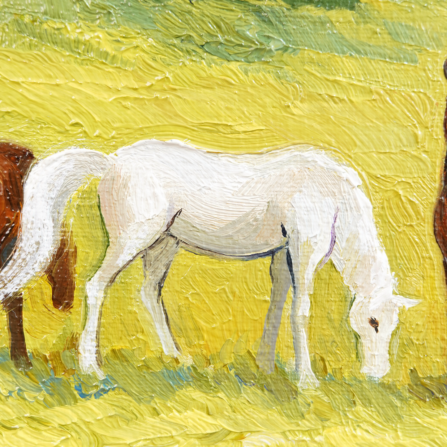 Original Horses in a Field Oil Painting