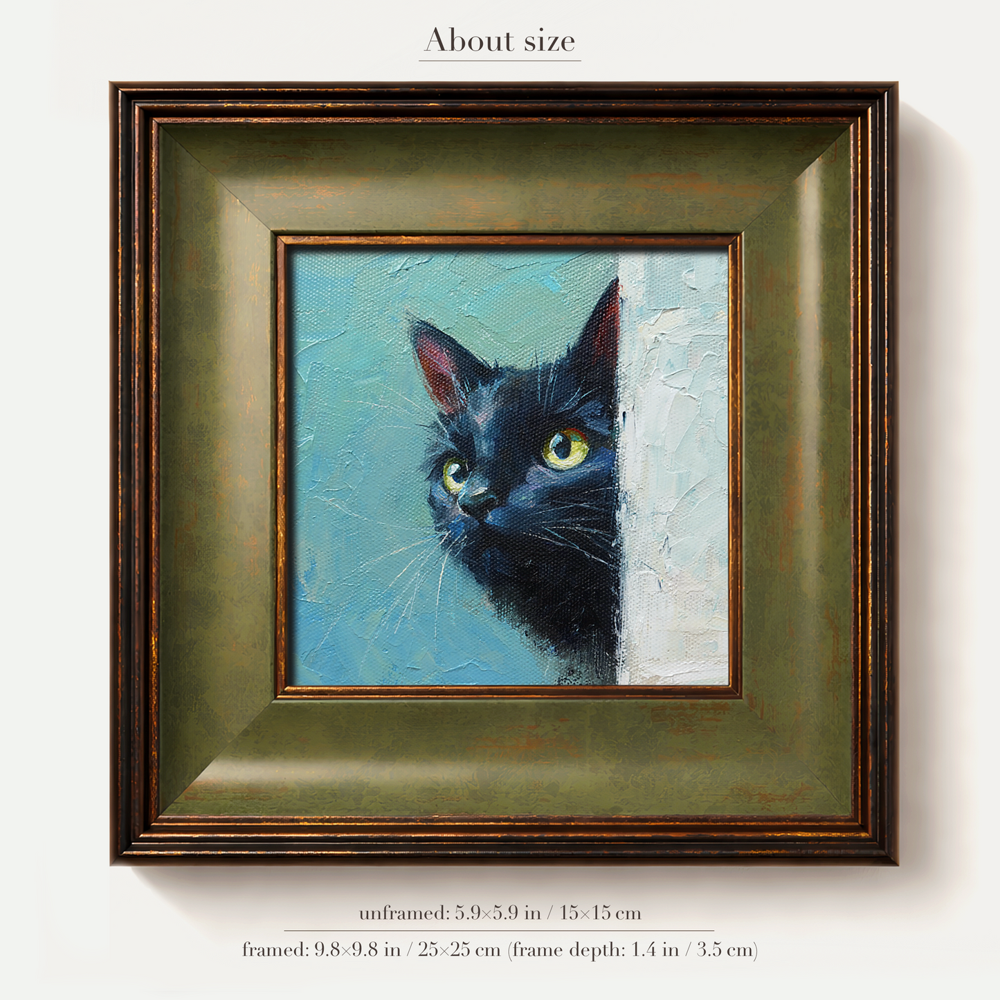Original Black Cat Oil Painting