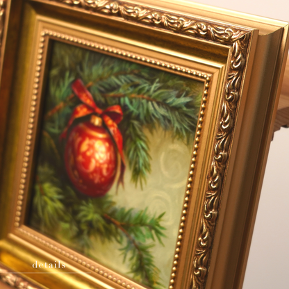 Original Christmas Ornament Miniature Oil Painting