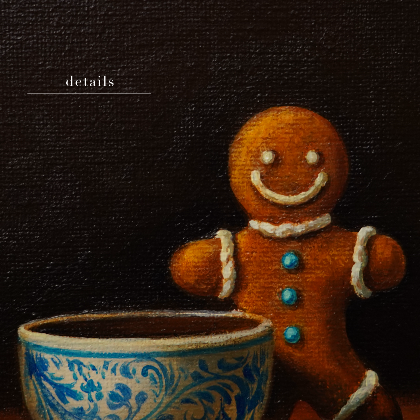 Original Gingerbread Man Cookie Miniature Oil Painting