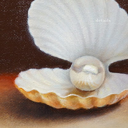 Original Seashell Pearl Miniature Oil Painting