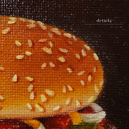Original Burger Miniature Oil Painting