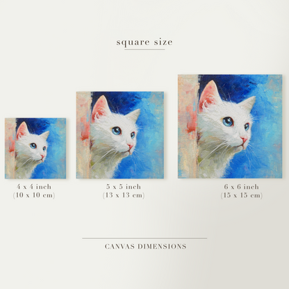 Original White Cat Oil Painting