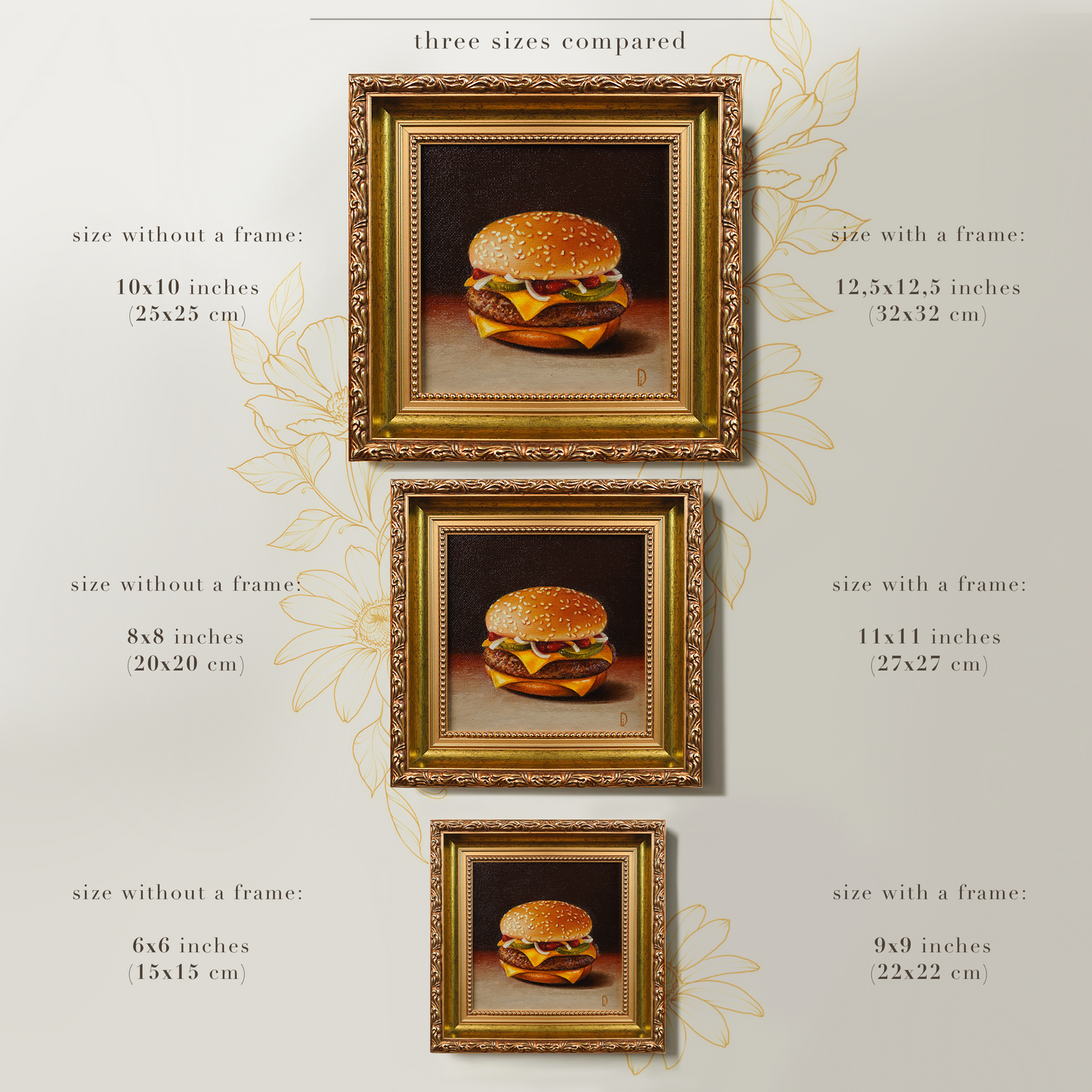 Original Burger Miniature Oil Painting