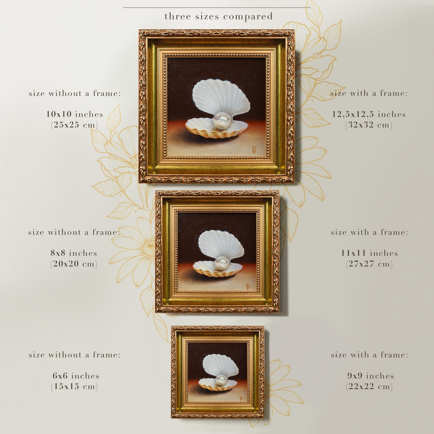 Original Seashell Pearl Miniature Oil Painting